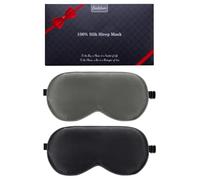 BeeVines 100% Mulberry Silk Sleep Mask, Blackout Eye Masks (Black & Grey) | Natural Pure Silk Eye Shade, Real Silk Eye Cover for Sleeping, with Adjustable Strap, Reduces Puffy Eyes, Traveling Gifts