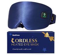 BeeVines Cordless Heated Eye Mask, Washable Heat Eye Masks for Dry Eyes Blepharitis, Light Blocking Warm Compress for Men Women, 1500mAh Rechargeable Eye Warmer with Travel Pouch (Blue)