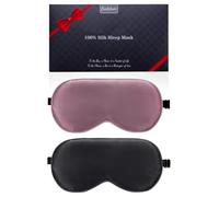 BeeVines Sleep Mask, 2 Pack 100% Real Natural Pure Silk Eye Mask with Adjustable Strap for Sleeping, Eye Sleep Shade Cover, Blocks Light Reduces Puffy Eyes Gifts (Ruby Purple)
