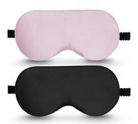 BeeVines Sleep Mask, 2 Pack 100% Real Natural Pure Silk Eye Masks with Adjustable Strap for Sleeping, Mulberry Silk Eye Sleep Shade Cover, Block Light Reduces Puffy Eyes Traveling Gifts