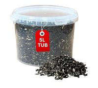 Beewarm Premium Wild Bird Food - Black Sunflower Seeds for Birds - High Energy Wild Food, bird Feed For All Species (5L Tub, Black Sunflowers Seeds)