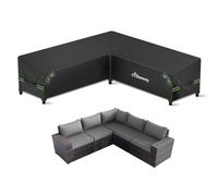 BEEWAY Garden Furniture Cover L Shape with Air Vent, Waterproof Outdoor Patio Rattan Sectional Corner Sofa Cover V Shaped - 420D Oxford Fabric, Windproof - 215/215x87x80/66cm