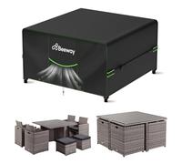 BEEWAY Garden Furniture Cover With Air Vent, Waterproof Patio Rattan Sofa Table Chair Set Cover - 420D Oxford Fabric, Windproof - 125x125x74cm
