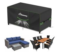 BEEWAY Garden Furniture Cover With Air Vent, Waterproof Patio Rattan Sofa Table Chair Set Cover - 420D Oxford Fabric, Windproof - 200x160x74cm