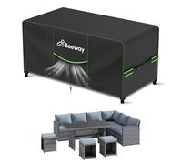 BEEWAY Garden Outdoor Patio Furniture Cover Waterproof 242x182x102cm | 420D Oxford Rattan Sofa Table & Chair Bistro Set Cover Rectangular with Air Vent & Windproof Straps, All-weather Protection