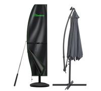 BEEWAY Garden Parasol Cover Waterproof, Outdoor Cantilever Parasol Cover with Zipper and Rod Fit for 2m to 4m Banana Patio Umbrella - 210D Oxford Fabric, Anti-UV , Windproof - 265 x 40/70/50cm