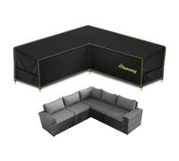 BEEWAY Garden Sofa Cover L Shape Waterproof, Outdoor Patio Rattan Corner Sectional Sofa V Shaped Furniture Cover - 420D Oxford Fabric, Windproof - 255/255x87x80/66cm