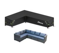 BEEWAY Garden Sofa Cover L Shape Waterproof, Outdoor Patio Rattan Corner Sectional Sofa V Shaped Furniture Cover - 420D Oxford Fabric, Windproof - 215/265x87x80/66cm
