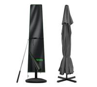 BEEWAY Parasol Cover Waterproof, Outdoor Garden Umbrella Cover with Zipper and Rod Fit for 2m to 3m Patio Parasols - 210 Oxford Fabric, Anti-UV , Windproof - 190 x 30/50cm