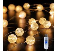 BEEWIN Globe String Lights,10FT 30 LED Decorative Christmas Lights,8 Modes Crystal Crackle Ball Lights,USB Twinkle Fairy Lights for Bedroom,Indoor,Outdoor,Classroom,Wedding,Party,Garden,Warm White