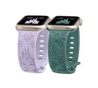 BEEXI 2 Pack Cartoon Engraved Breathable Strap Compatible with Apple Watch