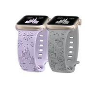 BEEXI 2 Pack Cartoon Engraved Breathable Strap Compatible with Apple Watch