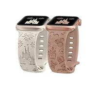 BEEXI 2 Pack Cartoon Engraved Breathable Strap Compatible with Apple Watch