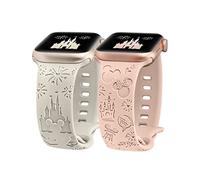 BEEXI 2 Pack Cartoon Engraved Breathable Strap Compatible with Apple Watch