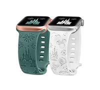 BEEXI 2 Pack Cartoon Engraved Breathable Strap Compatible with Apple Watch