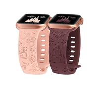 BEEXI 2 Pack Cartoon Engraved Breathable Strap Compatible with Apple Watch
