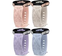 BEEXI 4 Packs Cute Cartoon Engraved Bands Compatible with Samsung Galaxy Watch 7/6/5/4/Active 2 40mm/44mm/Watch 5 Pro 45mm/Watch 6 Classic/Watch 3 41mm Women, 20mm Silicone Soft Strap