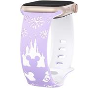 BEEXI Cartoon Engraved Compatible with Apple Watch Straps 38mm 40mm 41mm 42mm Women, Two-Tone Silicone Cute Sport Bands for iWatch Series 10 9 8 7 6 5 4 3 2 1 SE, Lavender & White