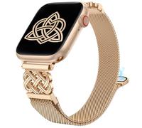 BEEXI Metal Compatible with Apple Watch Straps 42/41/40/38mm Women, Milanese Loop Mesh Celtic Knot Dressy Strap for iWatch Series 11 10 9 8 7 6 5 4 3 SE/3 2 1, Rose Gold