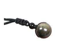 BEEYNG Crystal Stone 1pc Natural Golden Obsidian Bead Pendant Necklace Quartz Crystal Energy Presents