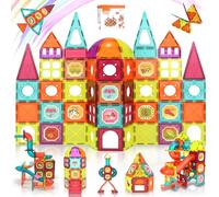 Beeyouk Magnetic Tiles for Kids Sensory Toys,Toys for 3 4 5 Year Old Boys Girls,120 Pcs Magnetic Building Blocks for Kids,Magnet Game Gift for 6 7 8 9 Year Old,Magnet Shapes for STEM Engineering Toy