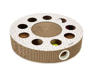 Beeztees Cardboard Scratching Toy Hide 35X35Cm With Ball For Cats Play & Fun