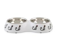Beeztees Cat Double Bowl Muzy 27 Cm White, 2X 160 Ml, Non-Slip