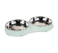 Beeztees Cat Double Bowl Smickle Mint 35X18Cm With 2 Stainless Steel Bowls