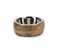 Beeztees Designed By Lotte 2 In 1 Wood/steel Feeding Bowl Mandira, 16.5cm,M Wood/Silver