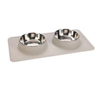 Karlie Stainless Steel Silicone Dex Diner Set Dog Bowl - 2 x 350ml, 14cm diameter Light Grey