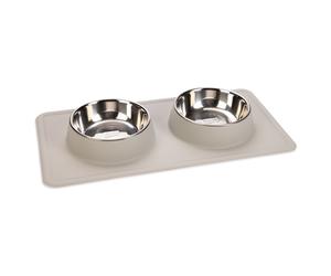 Beeztees Dinner Set Silicone Inox Dex - 2X350Ml, Dog Bowl, White