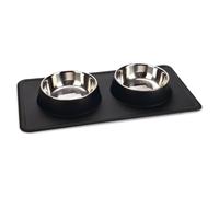 Beeztees Dinner Set Silicone Inox Dex Black For Dogs 2X350Ml, 44.5X23Cm
