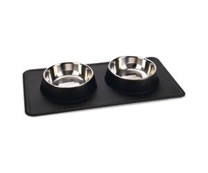 Beeztees Dinner Set Silicone Inox Dex Black For Dogs 2X350Ml, 44.5X23Cm