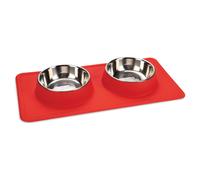 Beeztees Dinner Set Silicone Inox Dex Red - 2 X 350Ml For Dogs, Non-Slip