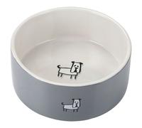 Beeztees Dog Bowl Lou Ceramic Gray 21.5X21.5Cm Dishwasher Safe 2000Ml