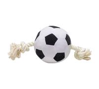 Beeztees Dog Toy Soccer Ball With Rope Black/White Plush For Dogs