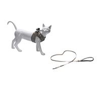 Beeztees Parinca Cat Harness Gray With Leash, Nylon, Breathable, Safe