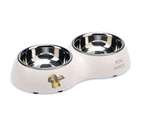 Beeztees Puppy Dinner Set Pink Dog Plastic Stainless Steel Slip Proof Puppy Bowl