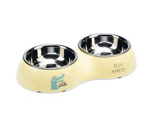 Beeztees Puppy Droppy Dinner Set Yellow for Puppies Plastic/Stainless Steel