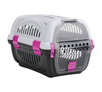 Beeztees Rhino Transport Box Gray/Pink For Cats 51X34.5X33Cm Plastic