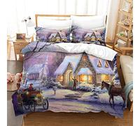 BEFASYY Famous Oil Painting Printed Comforter Cover Set Thomas Kinkade Duvet Cover Animals Bedding Set for Kids Teens Boys, 3 Pcs Bedding Set with 2 Pillow Case Double(200x200cm)