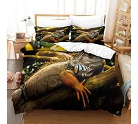 BEFASYY Iguana Printed Comforter Cover Set Iguana in The Jungle Duvet Cover Animals Bedding Set for Kids Teens Boys, 2 Pcs Bedding Set with 1 Pillow Case Single（135x200cm）