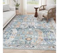 befbee 6x9 Area Rugs for Living Room - Stain Resistant Non-Slip Backing Machine Washable Rugs for Bedroom - Boho Persian Large Area Rug (Blue/Gold, 6'x9')