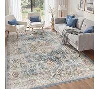 befbee Washable 5x7 Area Rug Non Slip Stain Resistant Rug for Living Room | Soft Low Pile Carpet for Kitchen Dining Room Bedroom, Machine Washable Floor Carpet with Easy Care Home Deco Navy 5'x7'