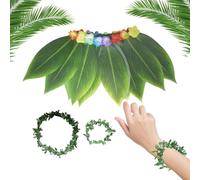 Befeixue Hawaiian Grass Skirts for Women, Hawaiian Outfit, Lightweight, Breathable Tropical Dress with Realistic Leaf Design, Headband for Family Parties, Birthday, Wedding, Pool Party