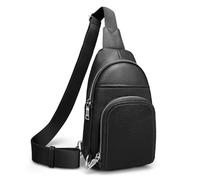 befen Black Cross Body Bag Genuine Leather Phone Bags for Women Crossbody Small RFID Sling Bags for Men with Adjustable Strap