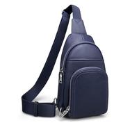 befen Genuine Leather Cross Body Bags for Women Small Cross Body Phone Bag Navy Blue Anti Theft Chest Bag with RFID Blocking