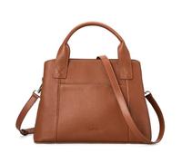 befen Genuine Leather Handbag for Women Small Soft Satchel Tote Bags Crossbody Shoulder Purses with Zipper, Cognac Brown, One Size