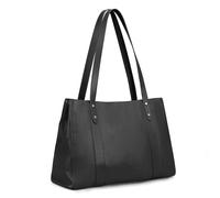 befen Genuine Leather Laptop Tote Bag for Women, Womens 15.6 Inch Computer Bags Work Totes Purse Shoulder Purses Handbags, Black, M