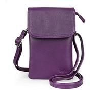 befen Genuine Leather Phone Bag, Crossbody Cellphone Purse Wallet, Small Cross Body Phone Bag for Women Mini Shoulder Bags with Long Strap and Key Ring (Purple【genuine Leather + Key Ring】)